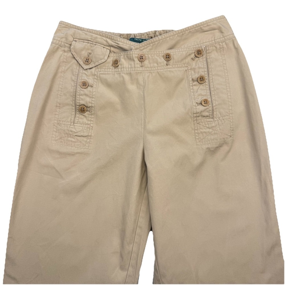 Ralph Lauren 90's Rare U S Sailor Khaki Cotton Women's Wide Leg Pants, Size 4